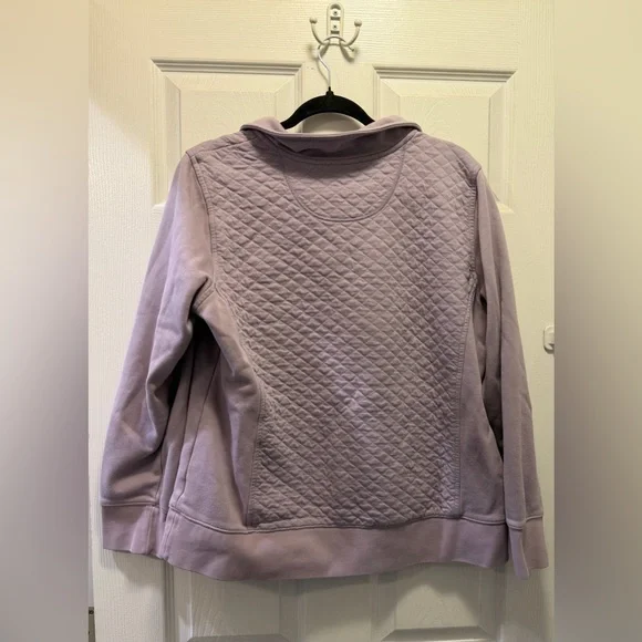 L.L. Bean Lavender Quilted Half-Zip Pullover - Picture 2 of 4